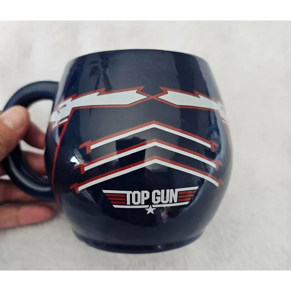 2020 Top Gun Navy Pilot Maverick Helmet Coffee Mug Cup Blue 4" Ceramic 20oz - Picture 5 of 10